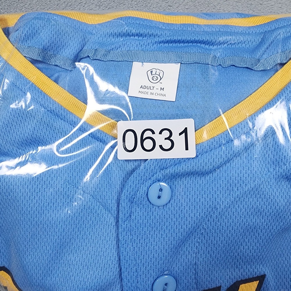 Milwaukee Brewers William Contreras #24 Jersey Mens M Blue City Connect SGA MLB - Picture 10 of 10